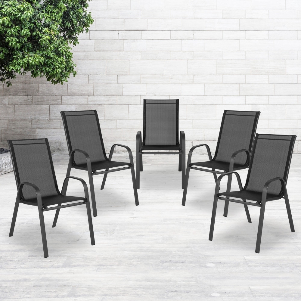 5 Pack Outdoor Stack Chair with Flex Comfort Material - Patio Stack Chair