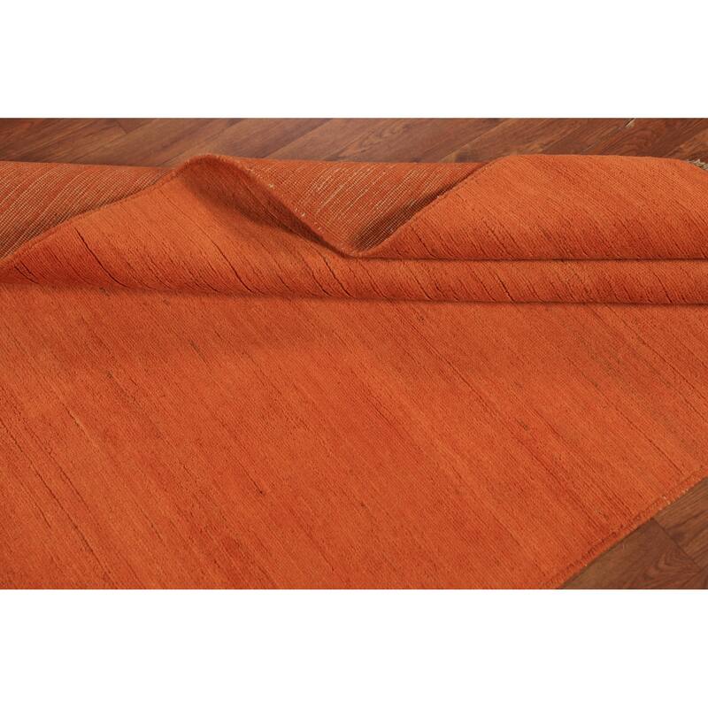 Orange Gabbeh Modern Rug Hand-Knotted Bedroom Wool Carpet - 4'0" x 5'9"