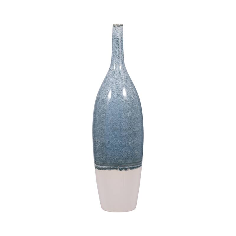 Sagebrook Home Blue Kashion Vase - Stoneware Decor Accent for Modern Living Spaces