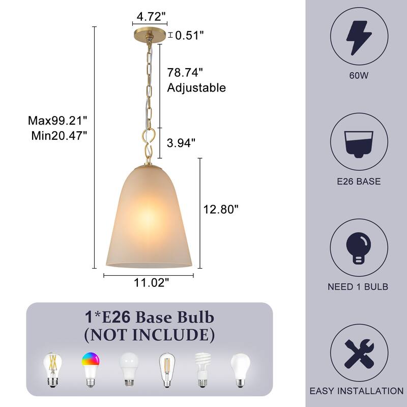 Modern Champagne Bell Pendant Light Lighting for Kitchen Island