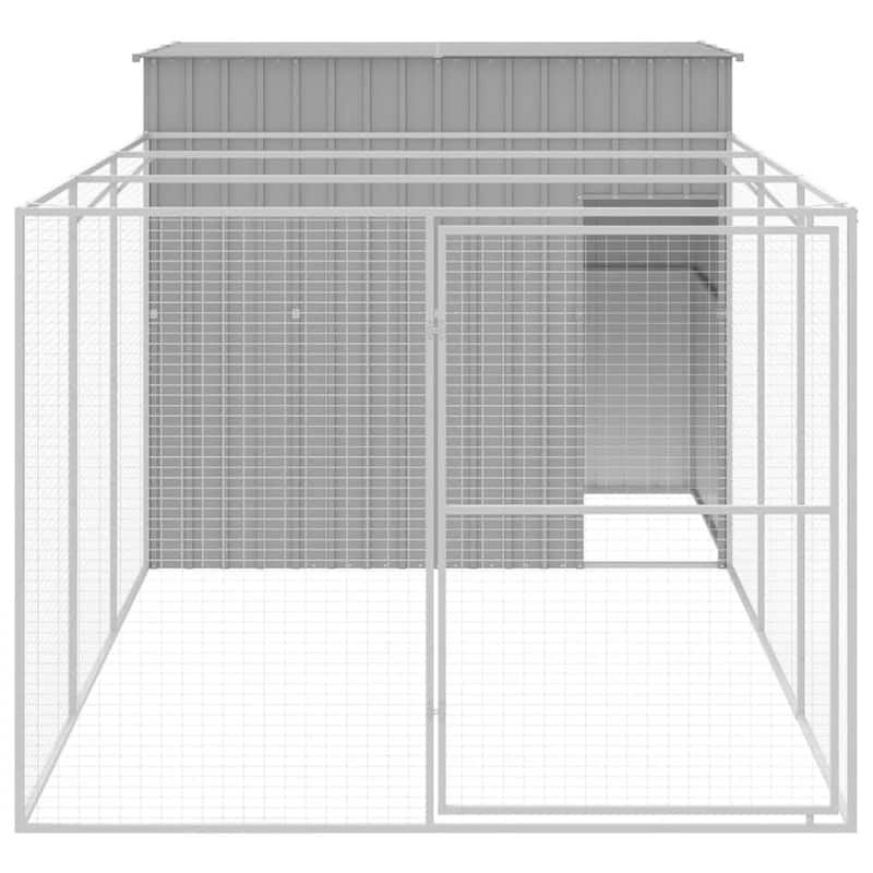 vidaXL Dog House with Run Light Gray/Anthracite multisize Galvanized Steel