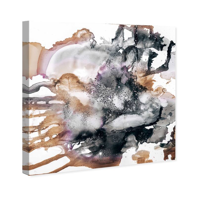 Wynwood Studio Prints Abstract Glitter Earthtones White and Light Brown Modern & Contemporary Wall Art Canvas Print