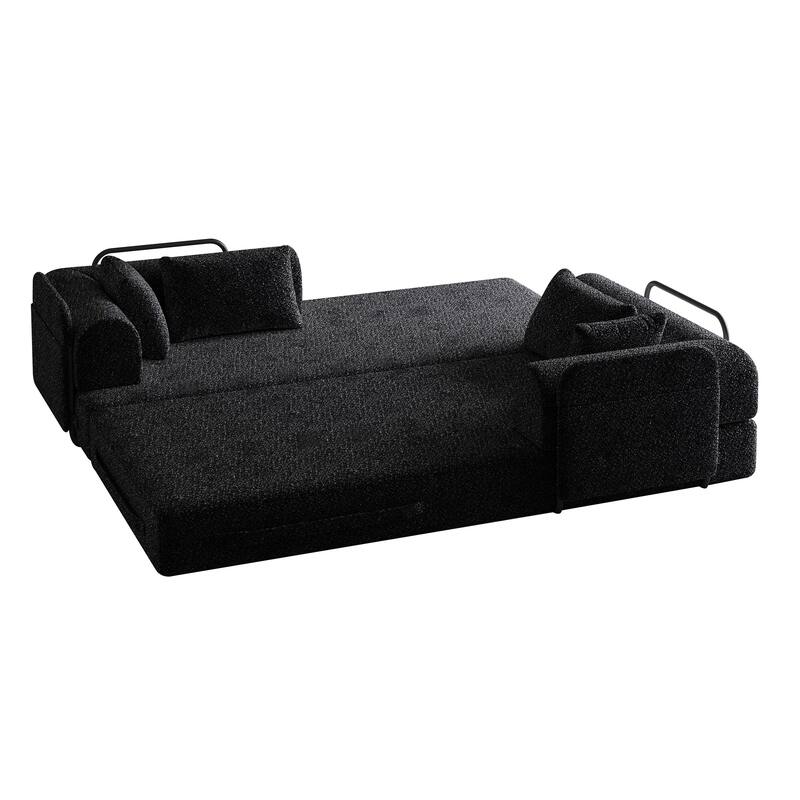 Anmytek Chenille Convertible Sleeper Sofa Bed - With Cylindrical Pillow & Side Pocket