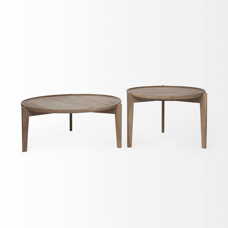 Cleaver I Medium Brown Solid Wood Round Accent Table