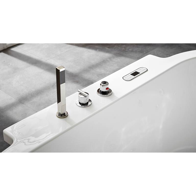 6 ft Acrylic White Whirlpool Bathtub w Fixtures