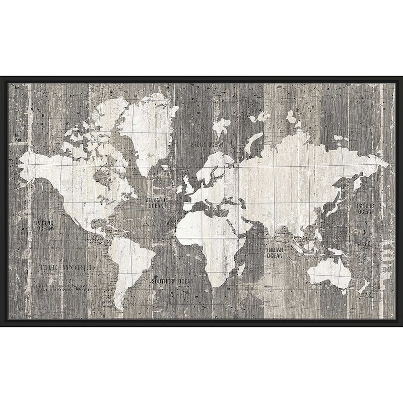 "Old World Map Neutral" Print on Floating Canvas