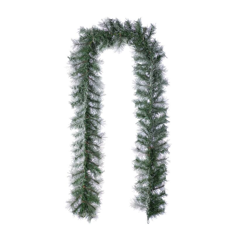 Glitzhome Pre-Lit Snow Flocked White/Greenery Pine Garland & Wreath & Teardrop