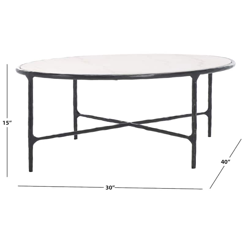 SAFAVIEH Couture Jessa Oval Metal Coffee Table - 40Wx30Dx15H - Black/White
