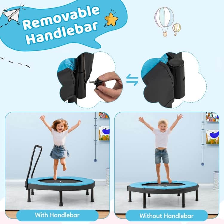 Metal Kids Trampoline with Foam Handle and Safety Mat