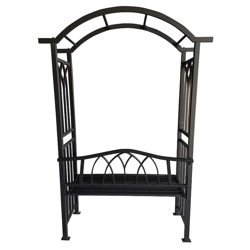 Aluminum Garden Arch with 2-Seater Bench - N/A