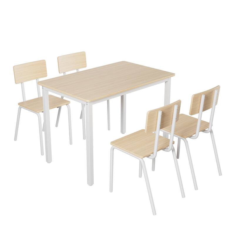 Modern 5-Piece Dining Set for Small Spaces - 43" Table with 4 Chairs, Sturdy Metal Frame & Easy-to-Clean MDF Surface