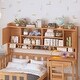 preview thumbnail 14 of 18, Multifunctional Twin Size Wood Bookshelf Platform Bed with Built-in Desk and Chair