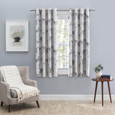 Mystic Garden Floral Premium Blackout Grommet Short Curtain Panel W Wand