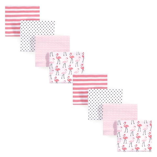 slide 1 of 1, Hudson Baby Infant Girl Cotton Flannel Receiving Blankets Bundle Set, Pink Flamingos 8-Pack, One Size One Size - Pink Flamingos 8-Pack