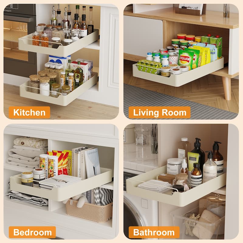Pull Out Cabinet Organizer, Heavy Duty Metal Slide Out Drawer