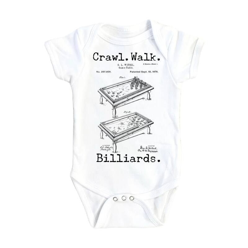 Pool Table Patent - Baby Boy Girl Clothes Infant Bodysuit Funny Cute Newborn - Pink - 0-3M