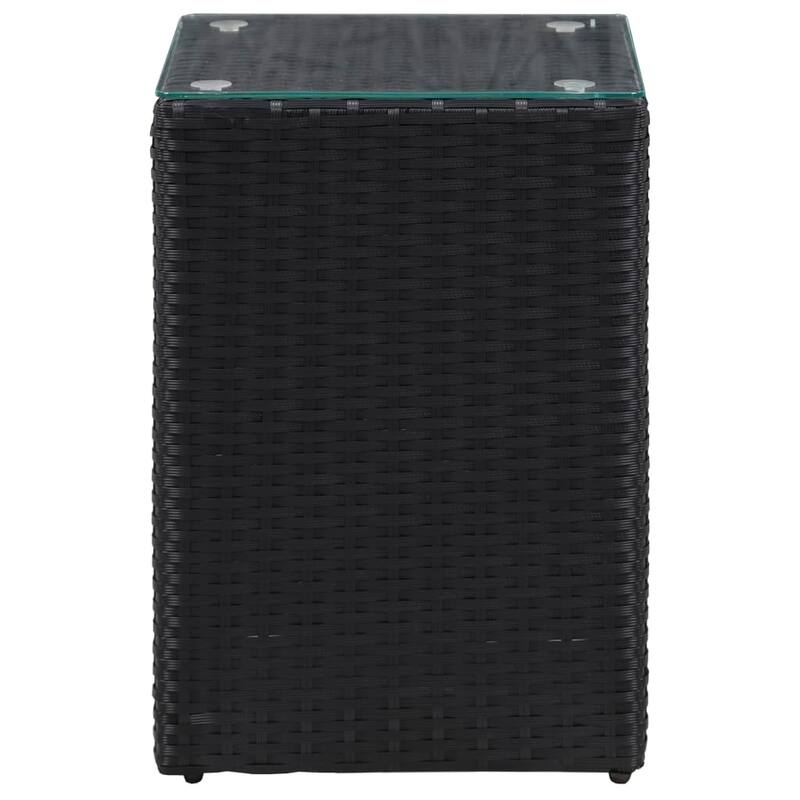 vidaXL Side Tables 3 pcs with Glass Top Black Poly Rattan