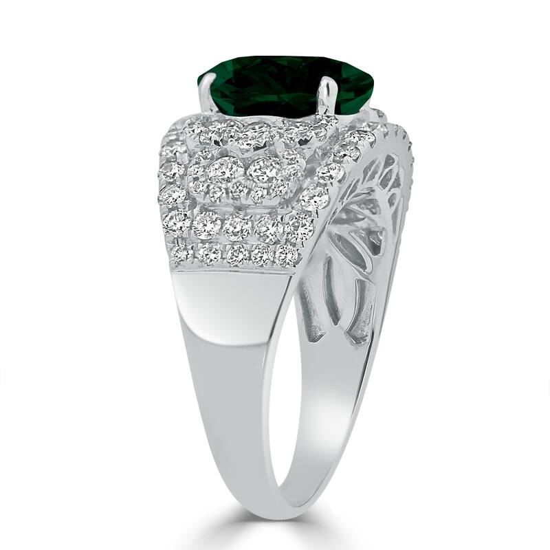 Auriya 2 1/2ct Oval Green Emerald and Diamond Ring 1 1/3ctw 18K Gold