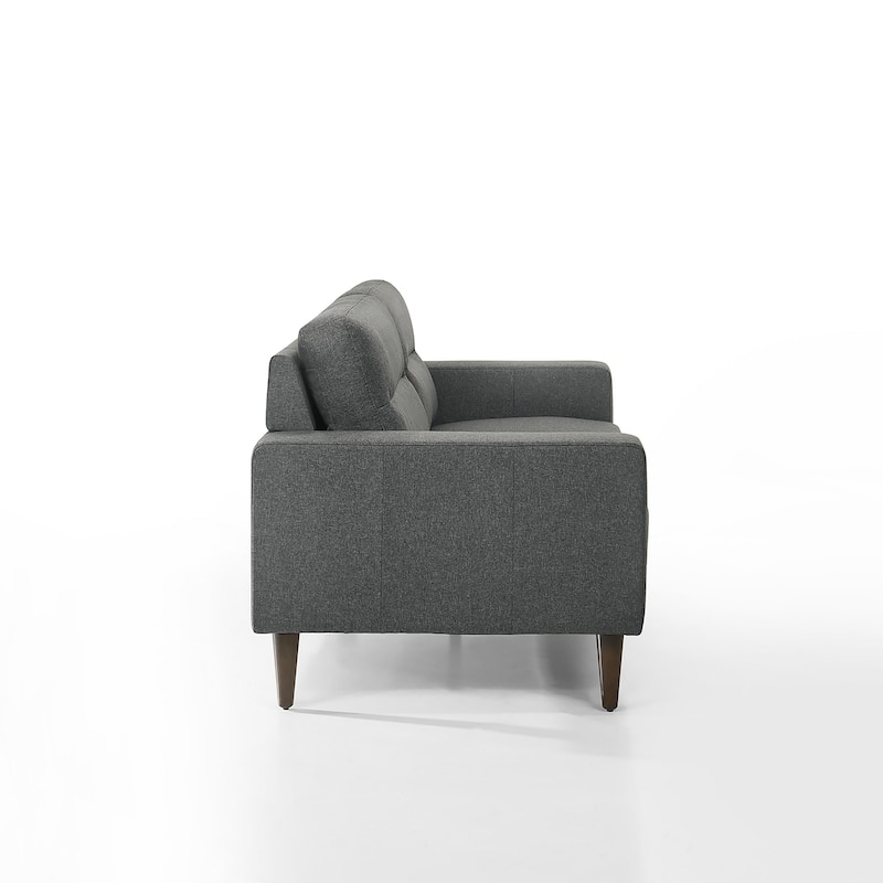 Vile Sofa, 79 Inch Gray Polyester, Classic Tapered Solid Wood Legs