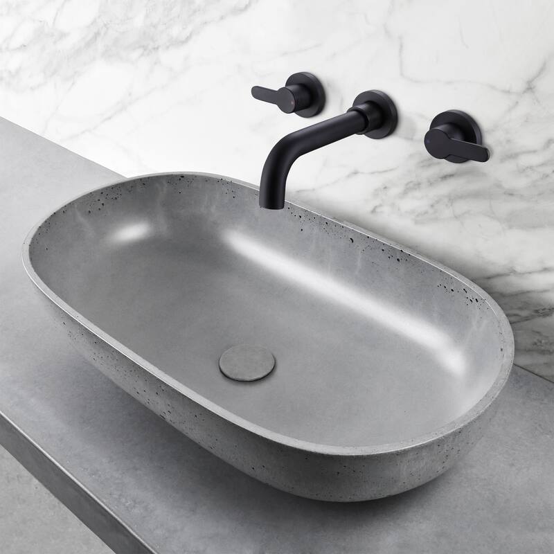 Wall Mount Bathroom Faucet 3 Holes Matte Black Bathroom Sink Faucet 2 Handle Modern Basin Vanity Taps With Valve