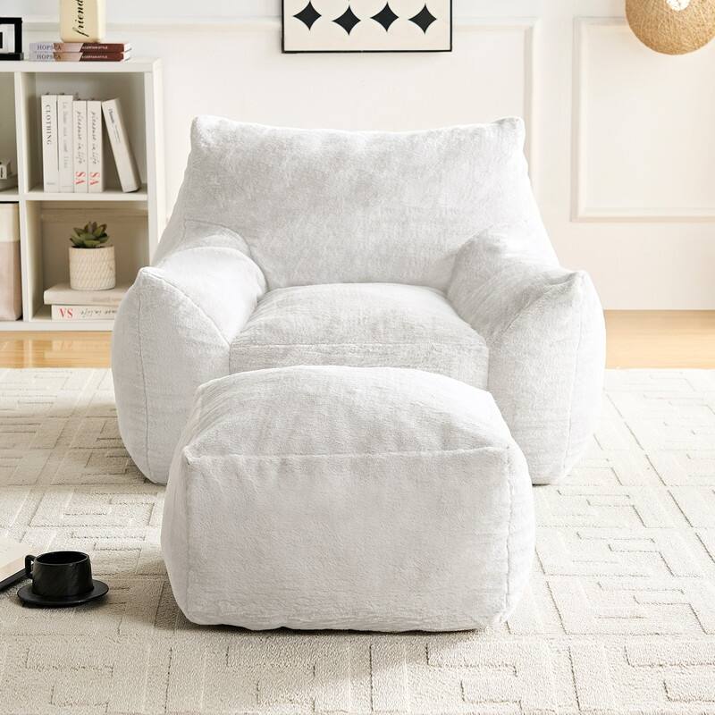 MIxoy Oversized Modern Bean Bag Chair with Ottoman,Lazy Sofa with Armrest