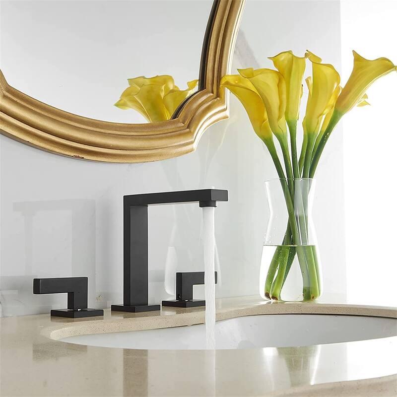 8-Inch Widespread Bathroom Faucet With Drain Assembly 3 Holes Bathroom Sink Faucets Double Handle Modern Vanity Basin Taps