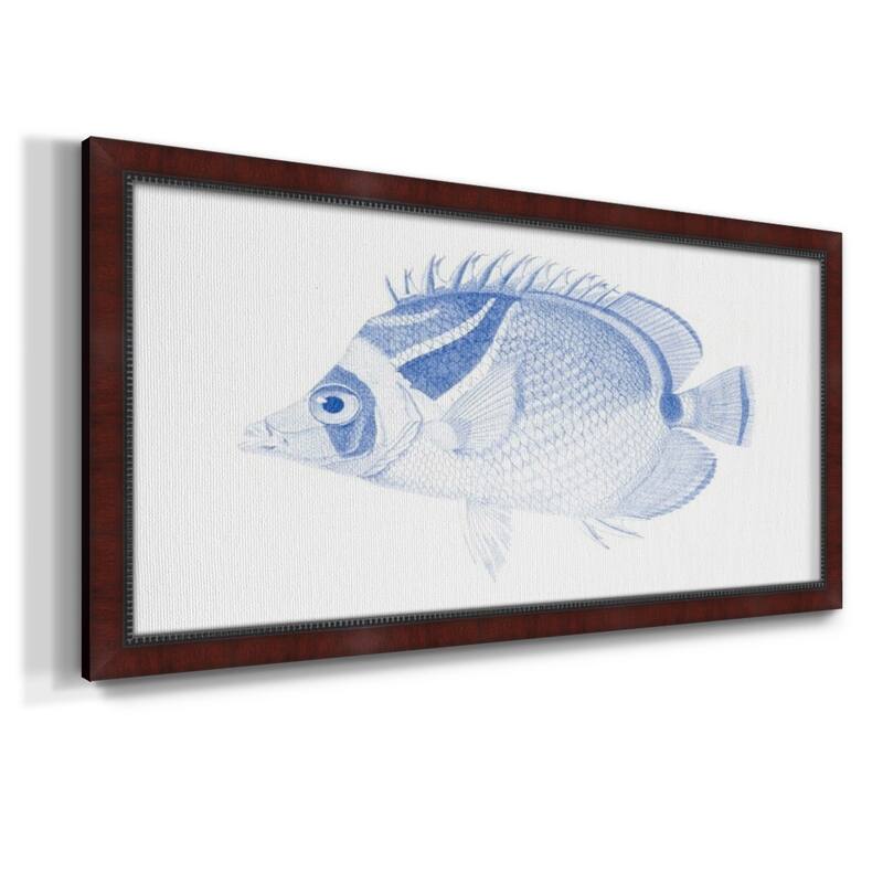 Blue & White Tropical Fish IV Premium Framed Canvas- Ready to Hang