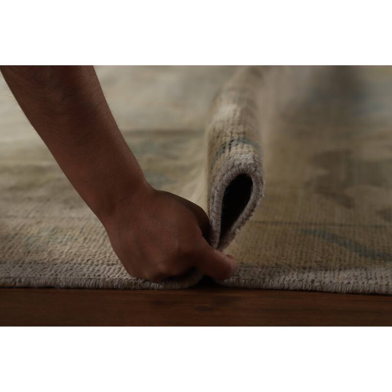 Hand Knotted Oriental 100% Wool Carpet Transitional All-Over Greys & Charcoal Oushak Area Rug - 14' 8'' X 12' 3''