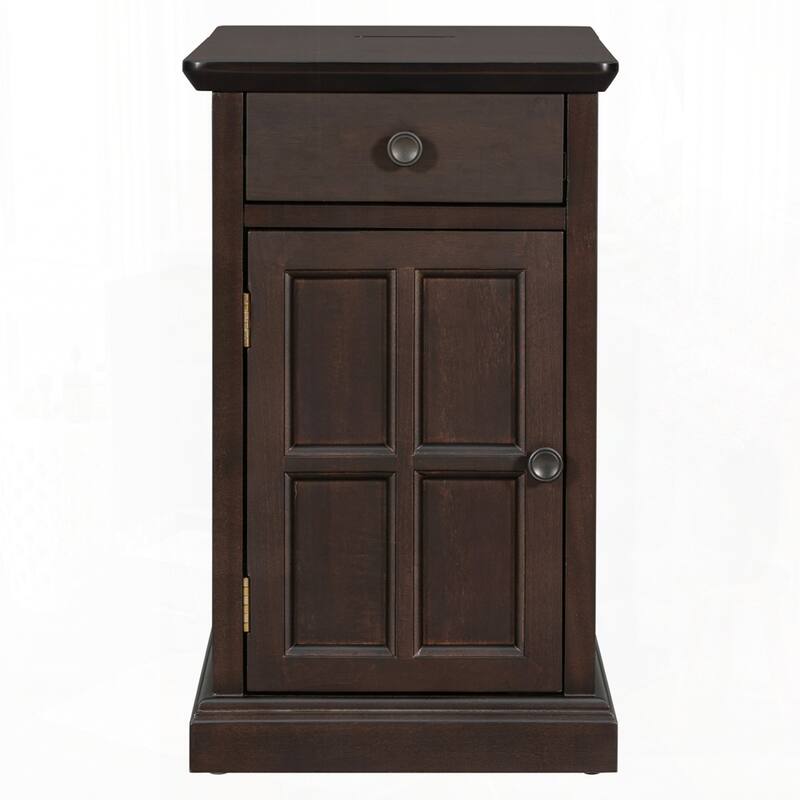 End Table Side Table with USB Ports and One Multifunctional Drawer with cup holders