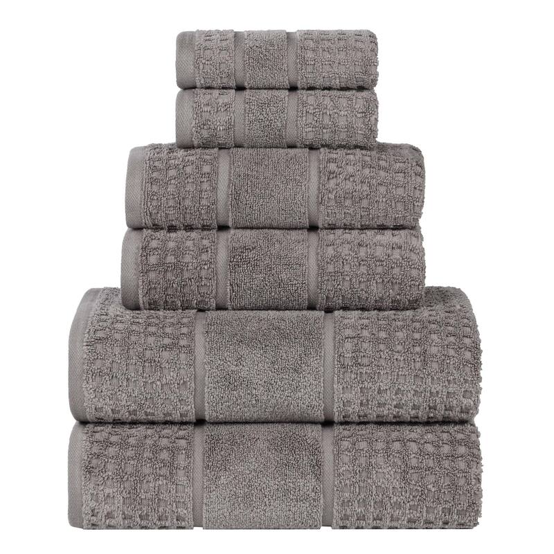 Superior Napa Zero Twist Cotton Waffle 6 Piece Bathroom Towel Set