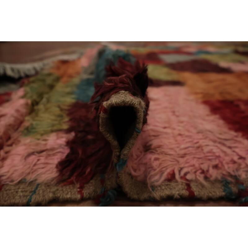 Hand Knotted Oriental 100% Wool Carpet Modern All-Over Multi-Colored Moroccan Area Rug - 9' 9'' X 8' 0''