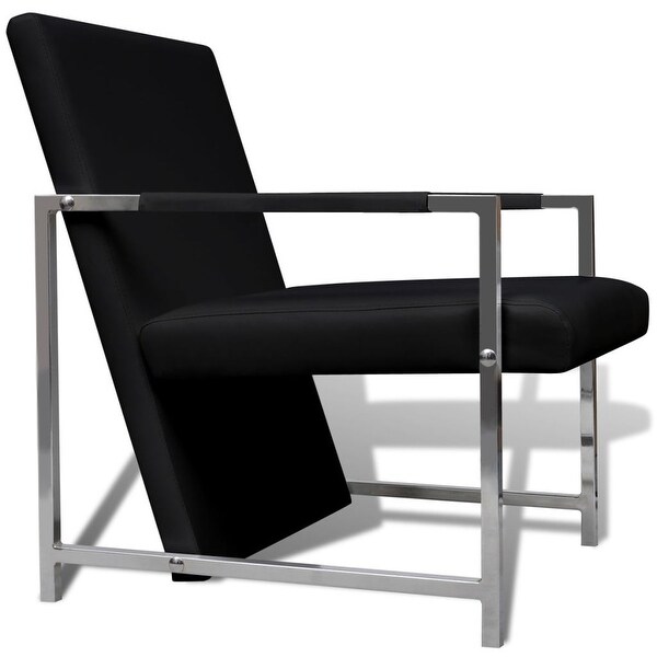 vidaXL Relax Armchair with Chrome Feet Artificial Leather Seat Black/White