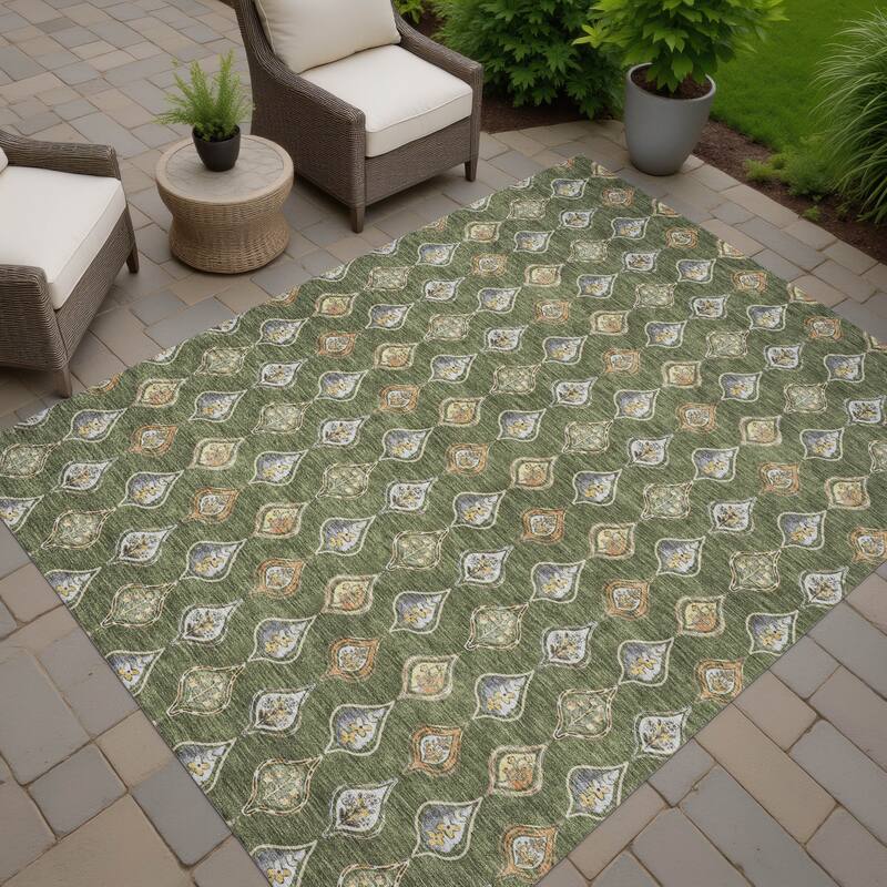 Machine Washable Indoor/ Outdoor Casual Greenwood Chantille Rug