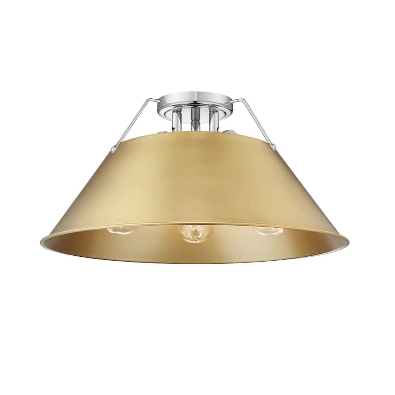 Orwell 3-Light Flush Mount in Chrome with Brushed Champagne Bronze - Silver