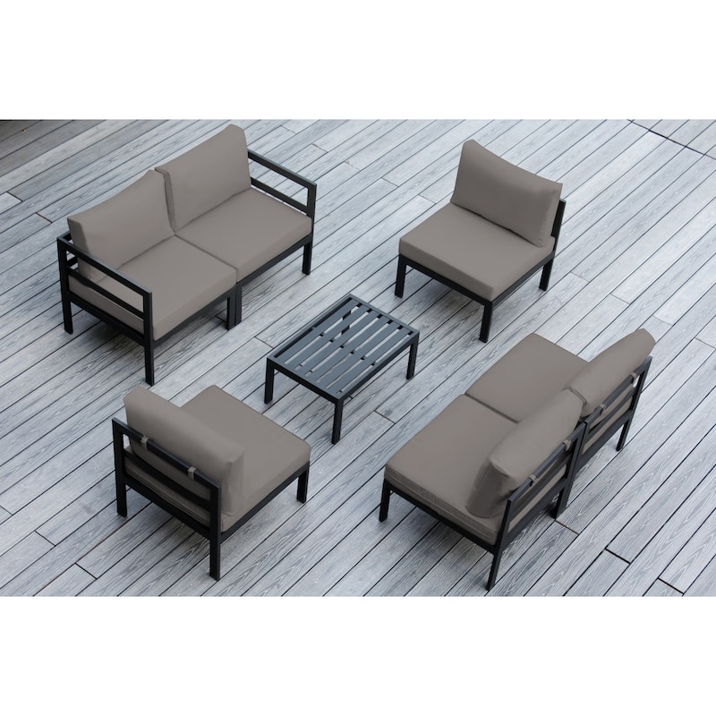 Ohana Outdoor 7-pc. Cushioned Aluminum Sectional - No Assembly - Sunbrella Taupe