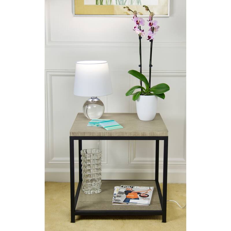 Eccostyle 2-Tier Solid Bamboo Steel Frame End Table - Brushed Brown - 20x20x20