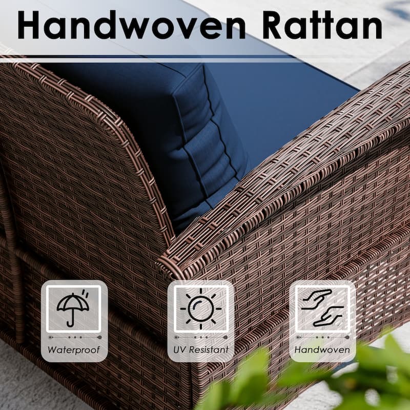 Cozywor 72"Wide 3-Seat Brown Wicker Outdoor Sofa, Couch Patio Sofa with Deep Seating and Thick Cushions, Red