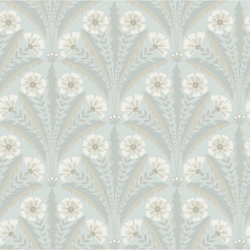 Chesapeake Tap Root Light Blue Floral Damask Wallpaper
