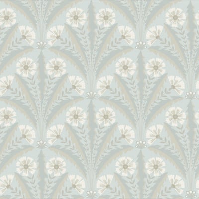 Chesapeake Tap Root Light Blue Floral Damask Wallpaper