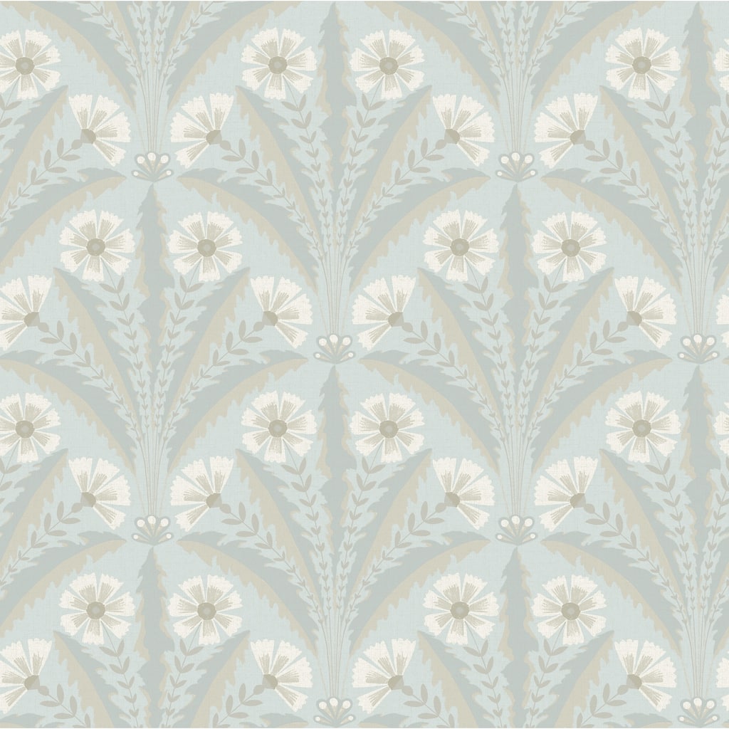Chesapeake Tap Root Light Blue Floral Damask Wallpaper