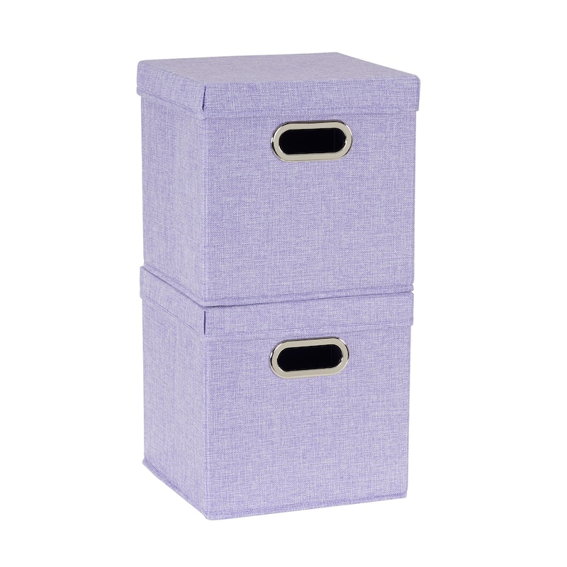 Household Essentials Storage Bins with Lids and Chromed Grommet Handles