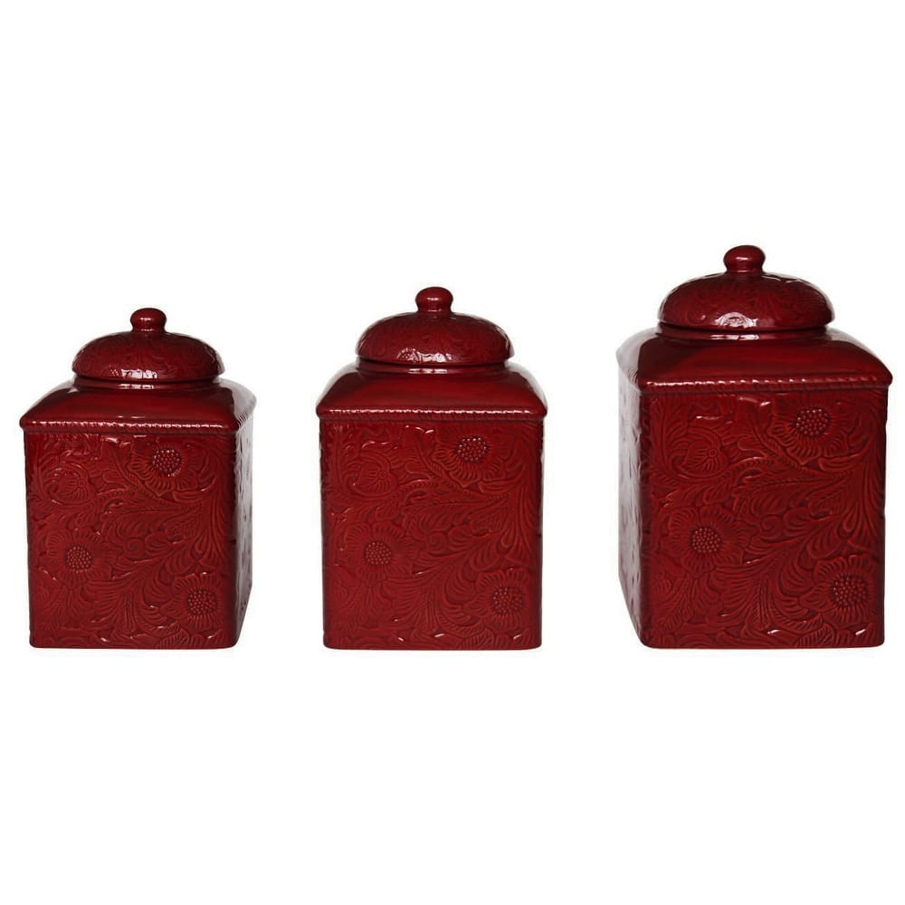 HiEnd Accents Savannah Floral Damask Ceramic Canister Set, 3PC