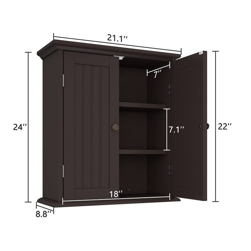 Bathroom Wall Cabinet, Over The Toilet Space Saver Storage Cabinet - 8.8"D x 21.1"W x 24"H