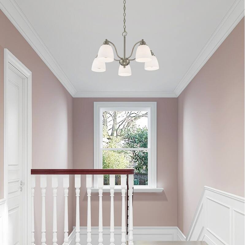 Livex Lighting 5-light Brushed Nickel Semi Flush/Chandelier, 53855-91 - 24" DIA X 11.75" H/24" DIA X 13.25" H