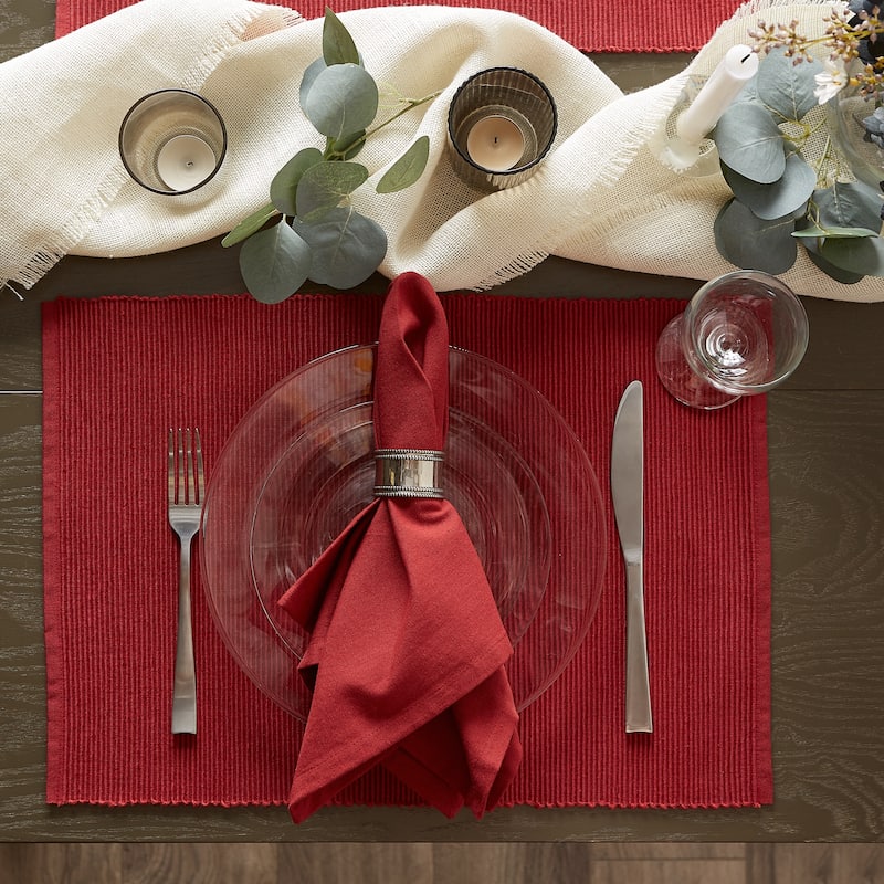 DII Barn Red Ribbed Placemat Set/6