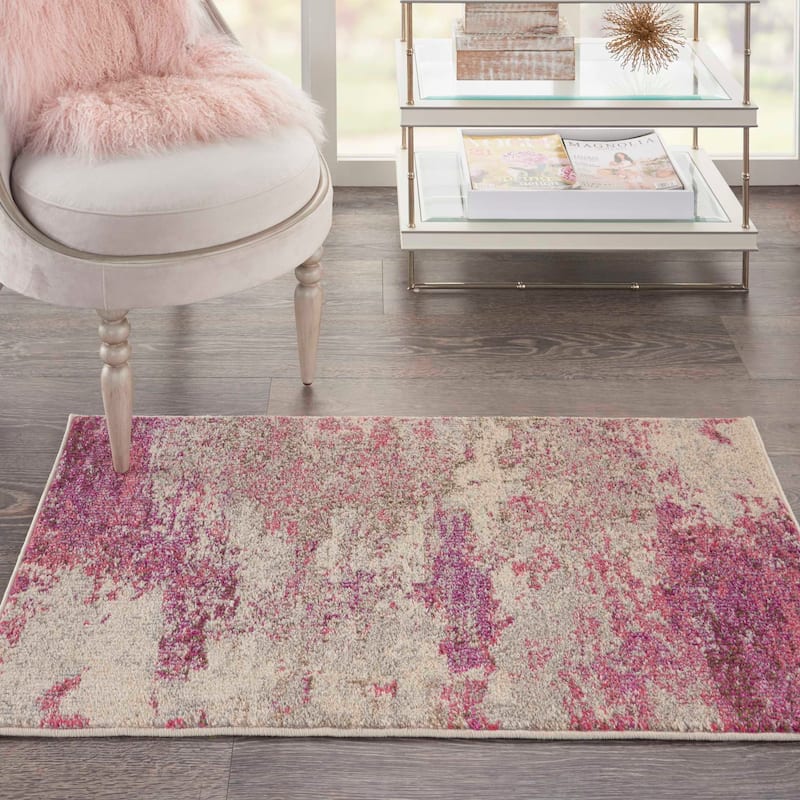 Nourison Modern Abstract Sublime Area Rug - 2'2" x 3'9" - Ivory/Pink