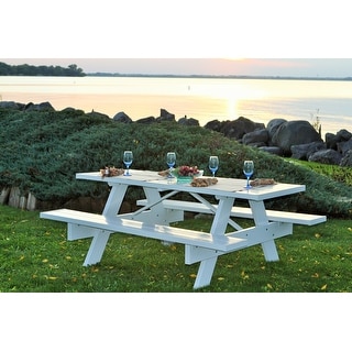 DuraTrel 6' White Vinyl Picnic Table - N/A