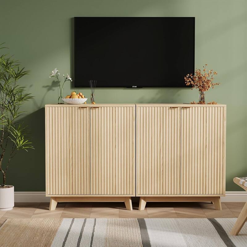 Modern Wood Buffet Cabinet with Storage, 2/4 Doors & Adjustable Shelves, Versatile Sideboard