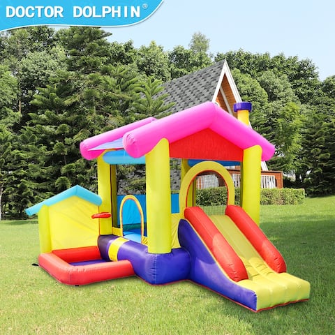 Inflatable Castle Bounce House Slide and Jumping with 350W Blower