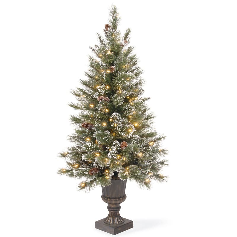 National Tree Company 4 ft. Glittery Bristle Pine Entrance Tree with Twinkly LED Lights - 4 Foot